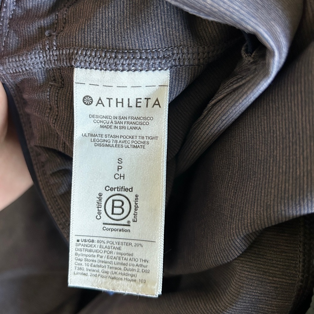 Athleta Ultimate Stash Pocket 7/8 Black Tight Sz Small Heathered Indigo Blue - Picture 8 of 8